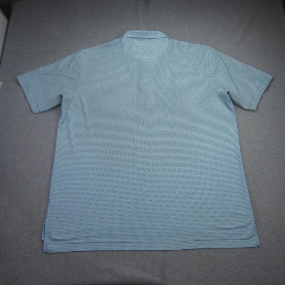 Peter Millar Polo Shirt Mens XL Blue Geometric Golf‎ Summer Comfort Short Sleeve